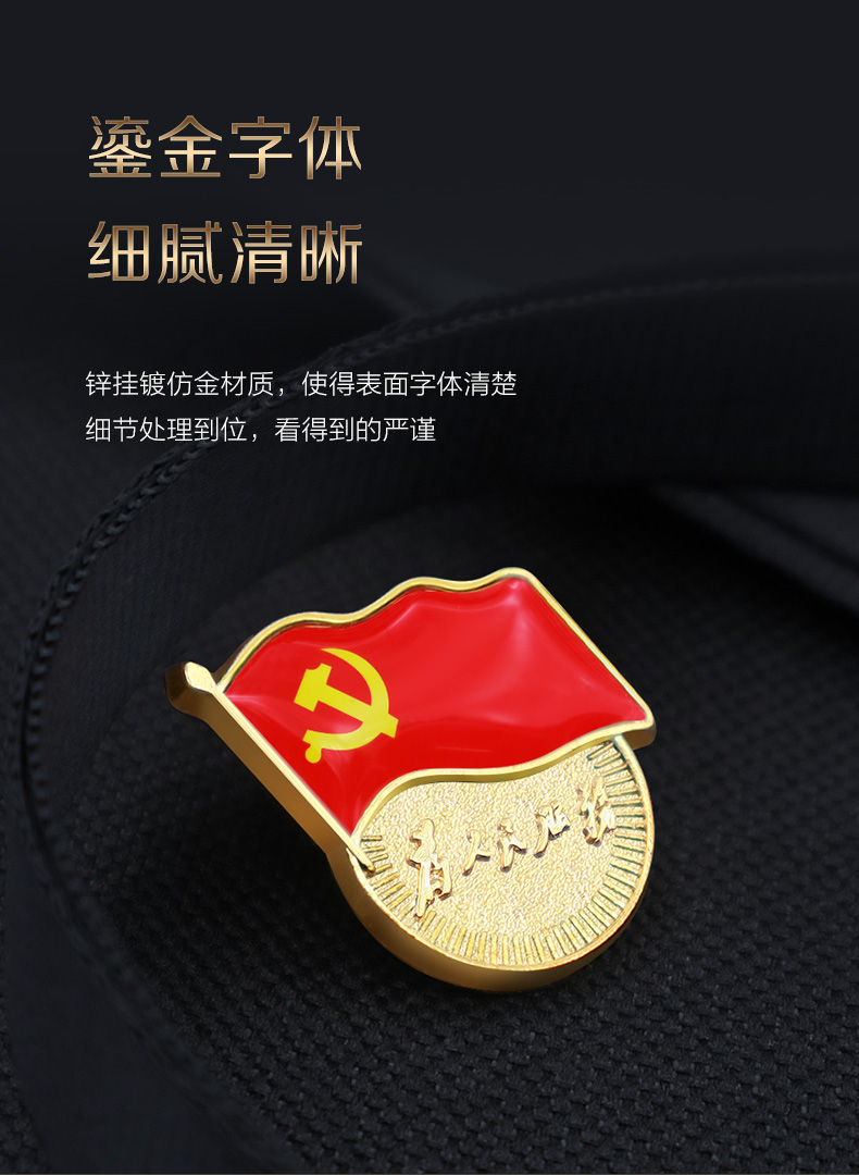 群鹊标准党徽磁铁别针蝴蝶扣党员胸章标准型吸铁石磁吸挂件徽章胸针