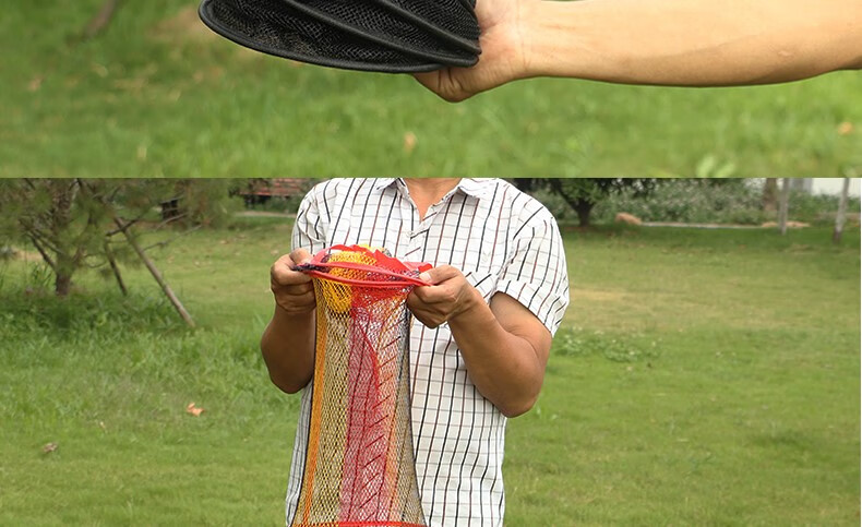 鱼护折叠简易便携式 溪流小鱼护彩色涂胶迷你野钓折叠渔护网兜挂胶