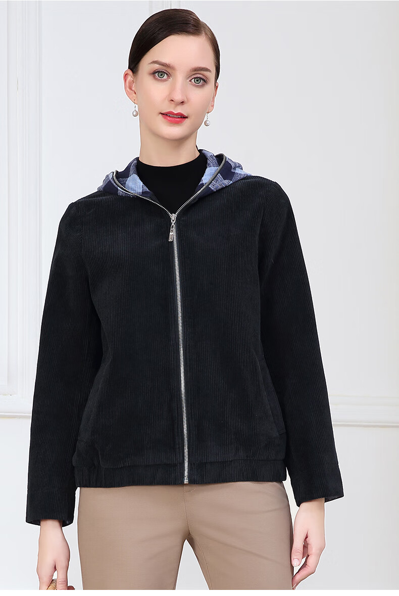 米兰登2022冬季新款中老年女装妈妈装加棉加厚时尚保暖灯芯绒茄克外套