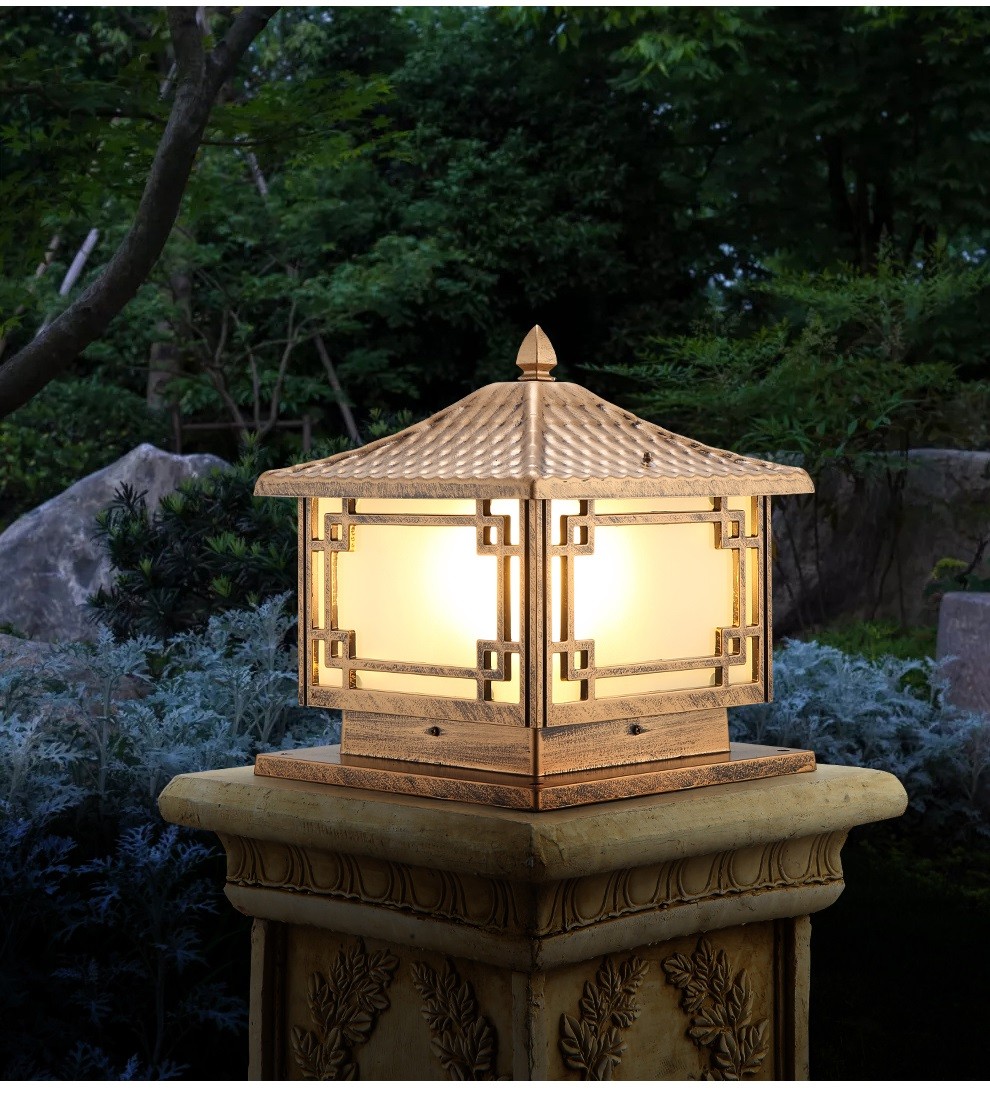 凯优美太阳能柱头灯户外防水led别墅大门口柱子灯欧式复古方形室外