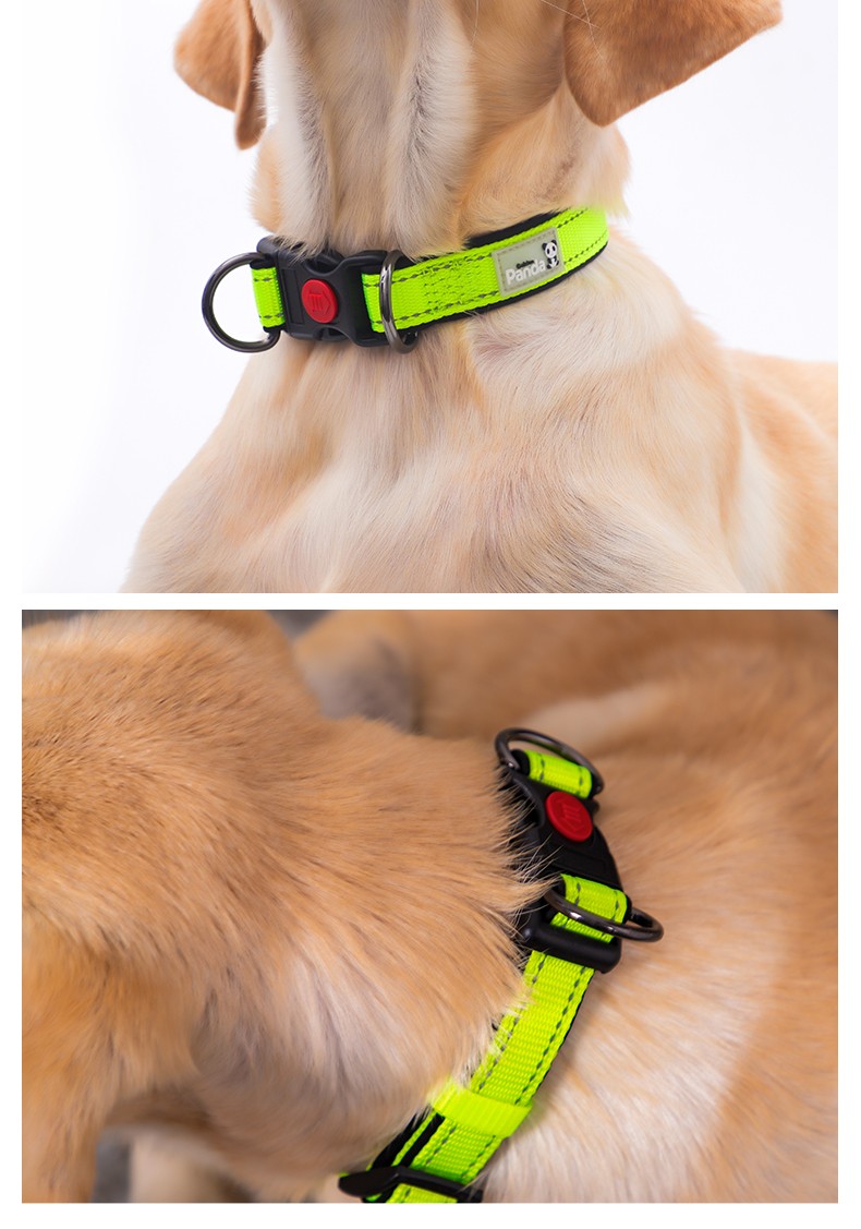 优莱仕狗狗项圈可调节夜光狗脖圈反光颈圈小中大型犬拉布拉多狗链子