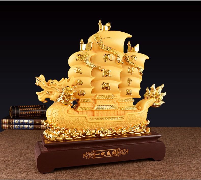 润金阁一帆风顺船招财摆件送朋友开业乔迁礼品办公室客厅帆船工艺品