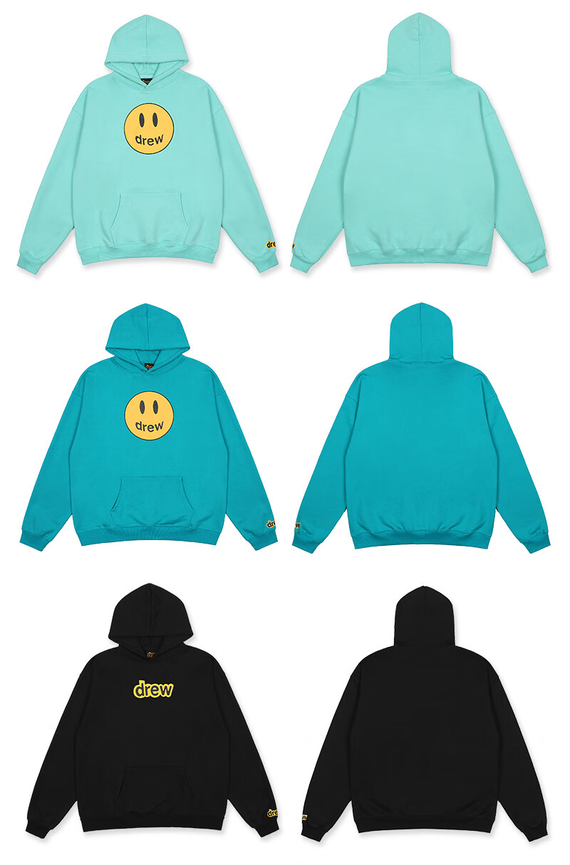 drew house卫衣drew笑脸卫衣字母连帽套头长袖外套纯棉宽松男女情侣
