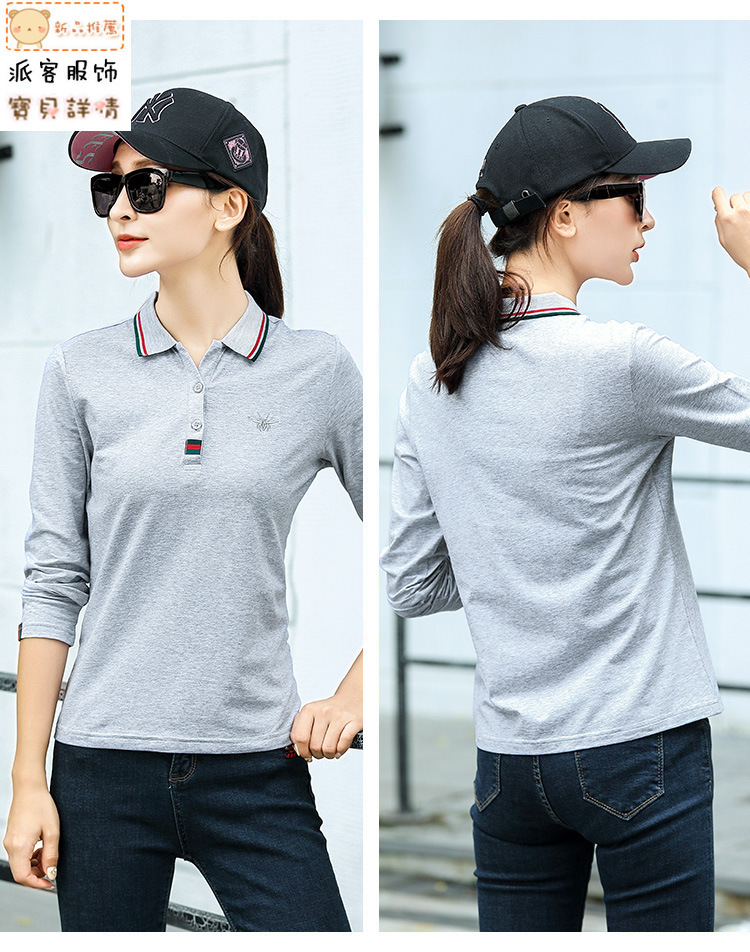 【品牌直营】恒源祥官方同款2019春装新款大码女装polo衫女有领上衣