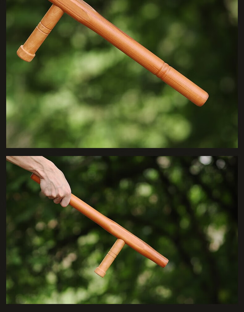 【防身兵器库】梨木t型拐 木制浮萍双拐 丁字拐棍东方棍武术 背袋教程