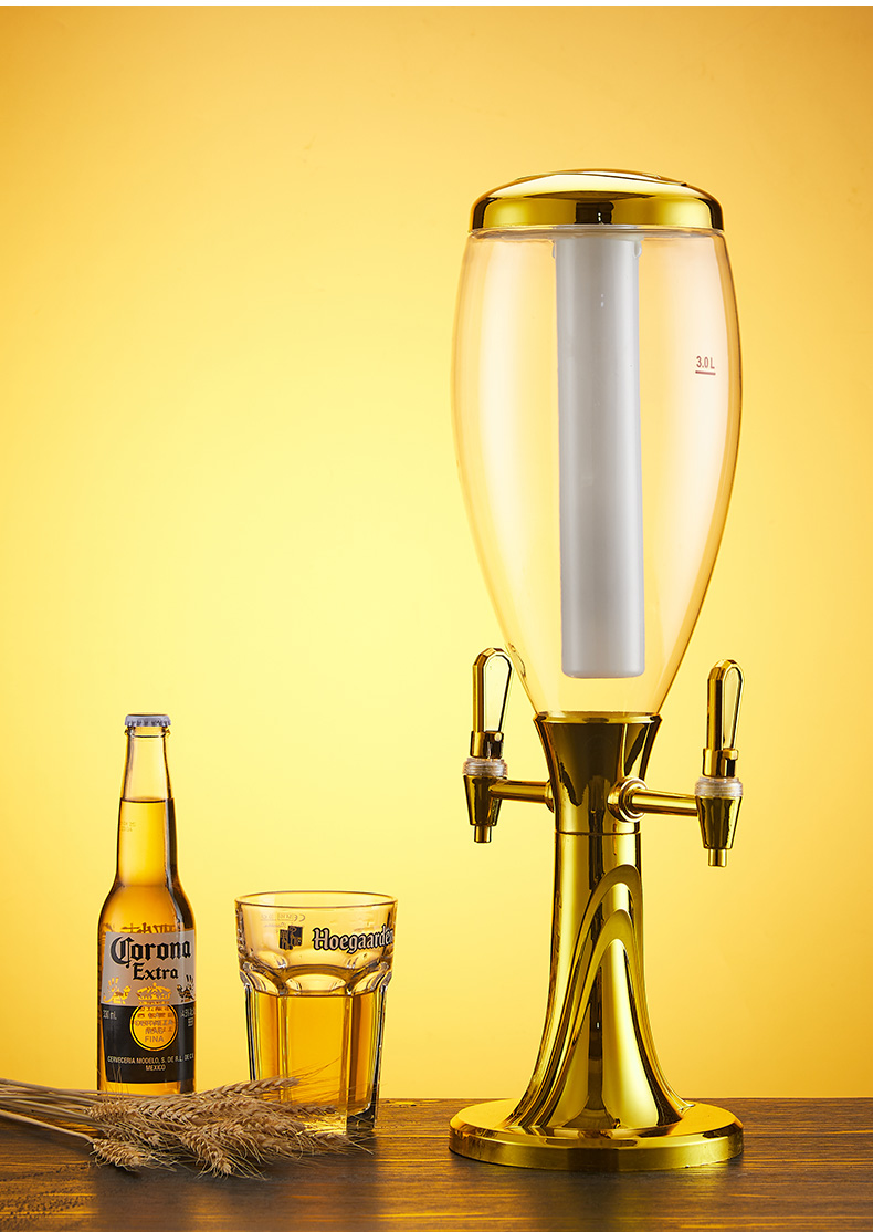 沃之沃 扎啤桶酒炮双头3扎啤酒炮商用发光啤酒机酒塔酒吧酒桶5饮料桶