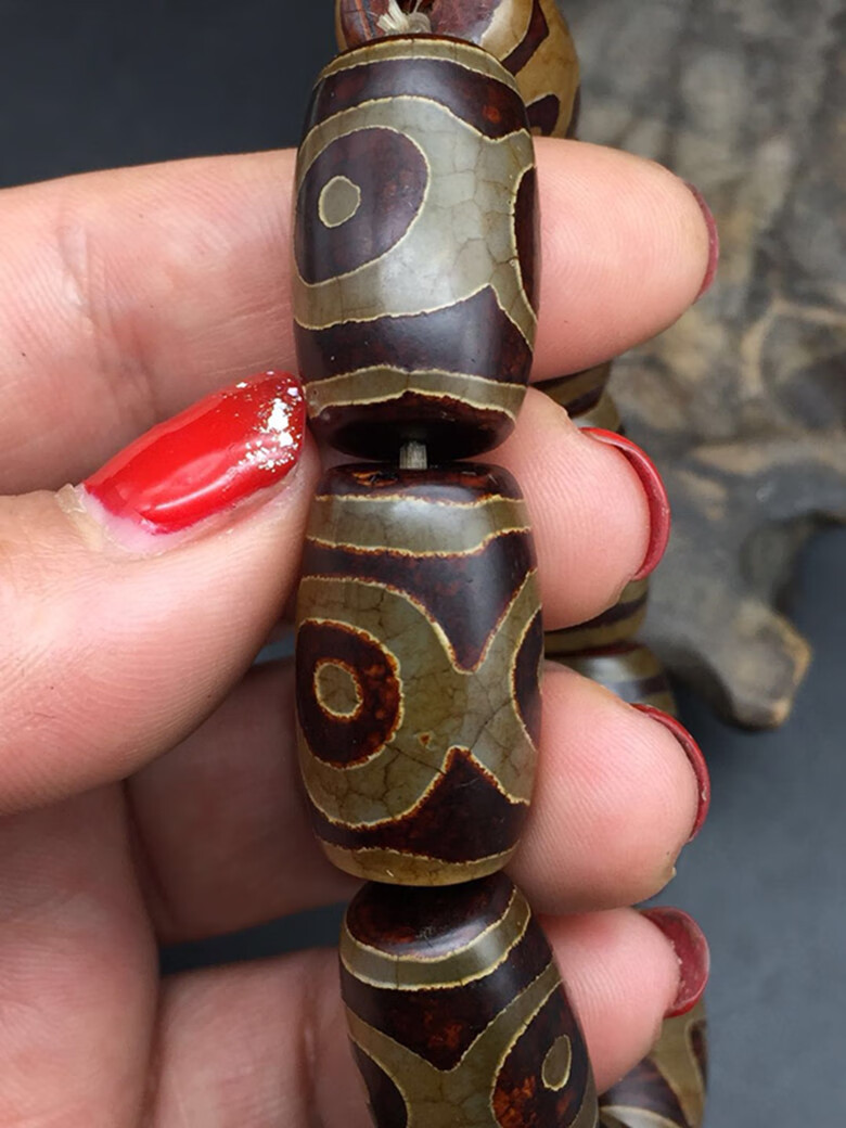 鼎盛福三眼天珠天眼手串 一线药师天珠手链天然玉髓玉石玛瑙男西藏