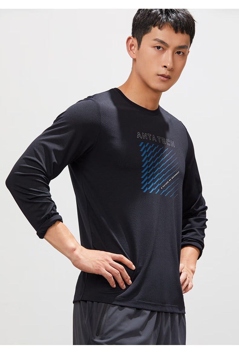 安踏(anta) 安踏针织长袖t恤男2022秋季新款训练健身上衣薄款卫衣