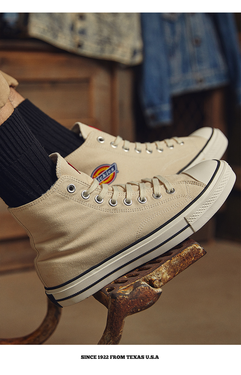 dickies迪克斯小白鞋男女鞋帆布鞋男高帮休闲鞋板鞋情侣鞋百搭透气