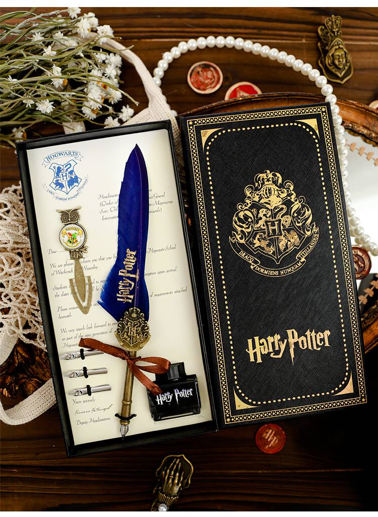 杰纳顺羽毛笔哈利波特复古 哈利波特周边羽毛笔礼盒装生日礼物带人