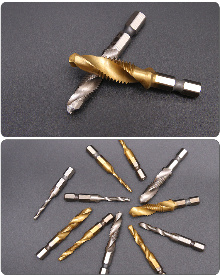 六角柄复合丝锥钻攻一体机用丝锥丝攻螺纹上工开孔钻头丝锥套装 镀钛