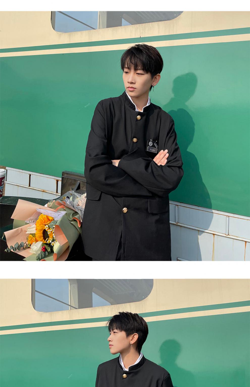 官方品牌国潮 中山装男青年日系学生高中生dk制服校供毕业班服诘襟服