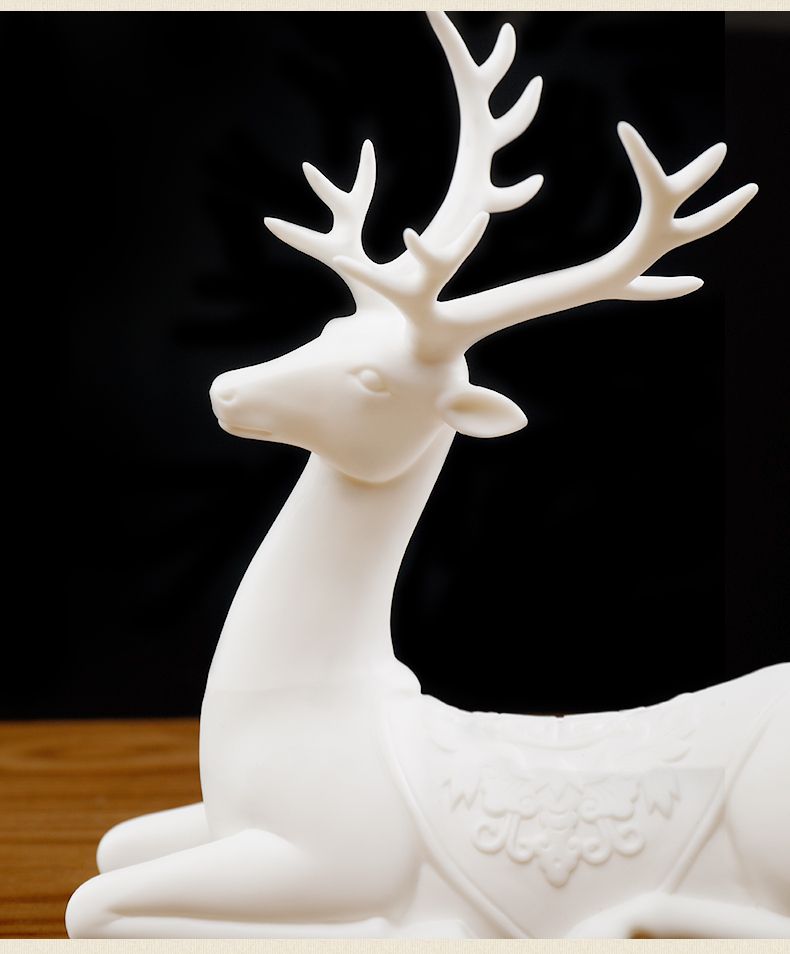 东方泥土陶瓷鹿摆件三件套创意客厅电视柜酒柜装饰工艺品福鹿h4402a福