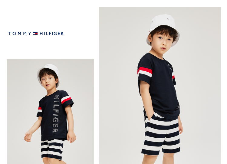 tommy 童装夏季男童套装纯色短t五分裤套装thkb-su-114 暗夜蓝 110/5