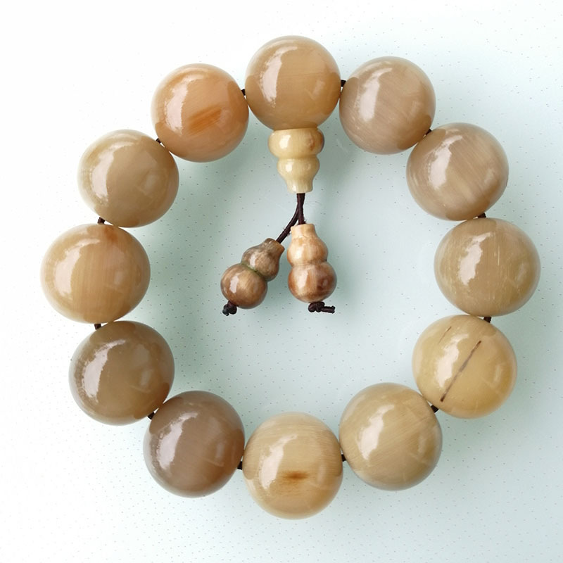 【自营配送】珠佩丽天然老白水牛角手串 文玩珍品收藏品 男女盘玩黄