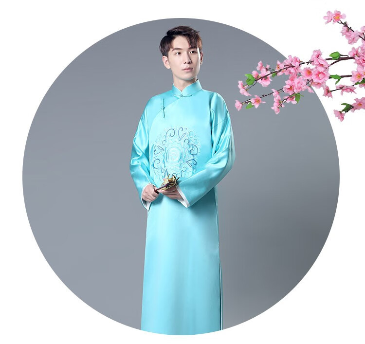 陈宣善相声大褂中式婚礼伴郎服装兄弟团刺绣复古装觉醒年代民国长衫男