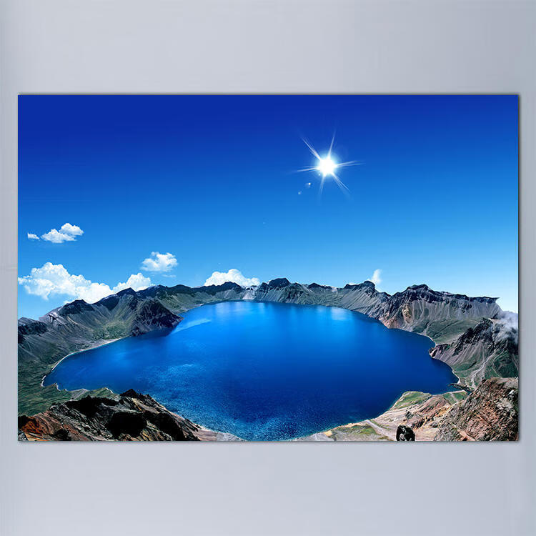 奈露 长白山天池聚宝盆风景装饰挂画有山有水海报墙贴招聚财风水客厅