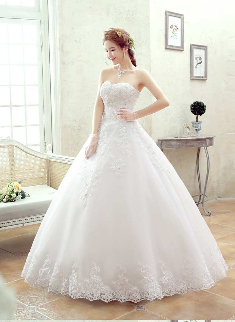 hkns婚纱礼服2020春季新款新娘韩式一字肩齐地孕妇显瘦抹胸长拖尾婚纱