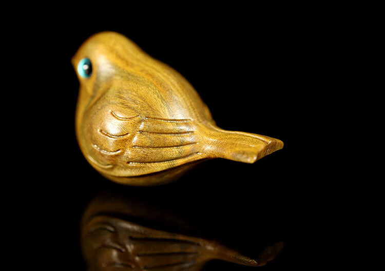 昂朵(angduo)绿檀木创意小鸟手把件文玩文玩具简约可爱工艺装饰品礼品