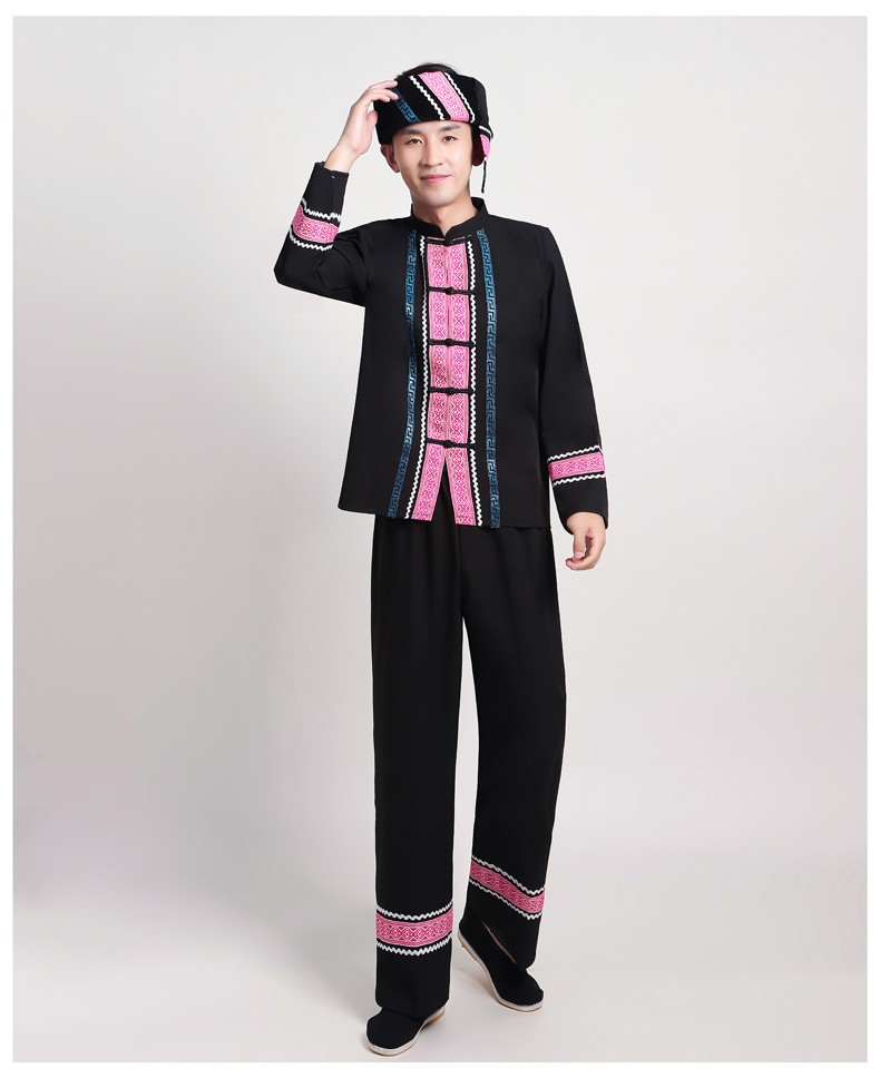 莺幻(新品)少数民族服装男夏季高山族服饰演出服男成人广西壮族舞蹈服
