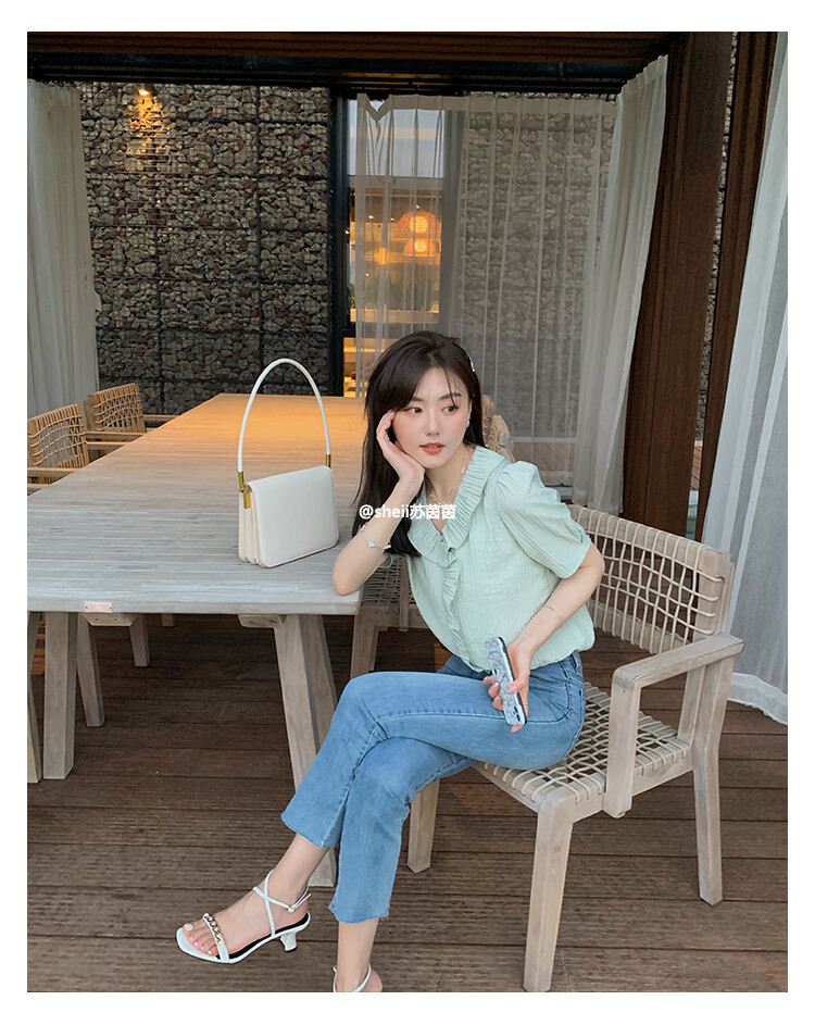 【sheii苏茵茵】高跟鞋女2022新款女鞋方头链条露趾一字带粗凉鞋 杏色