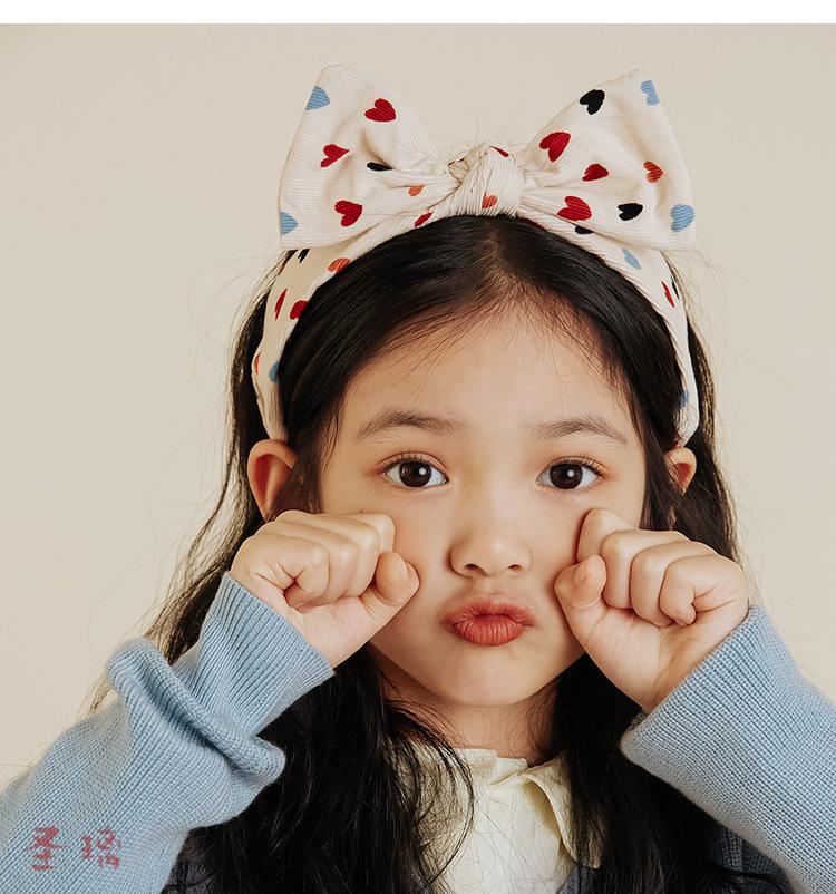 圣璃 韩国女童简约宽边压发箍小女孩气质灯芯绒复古小学生防滑头箍