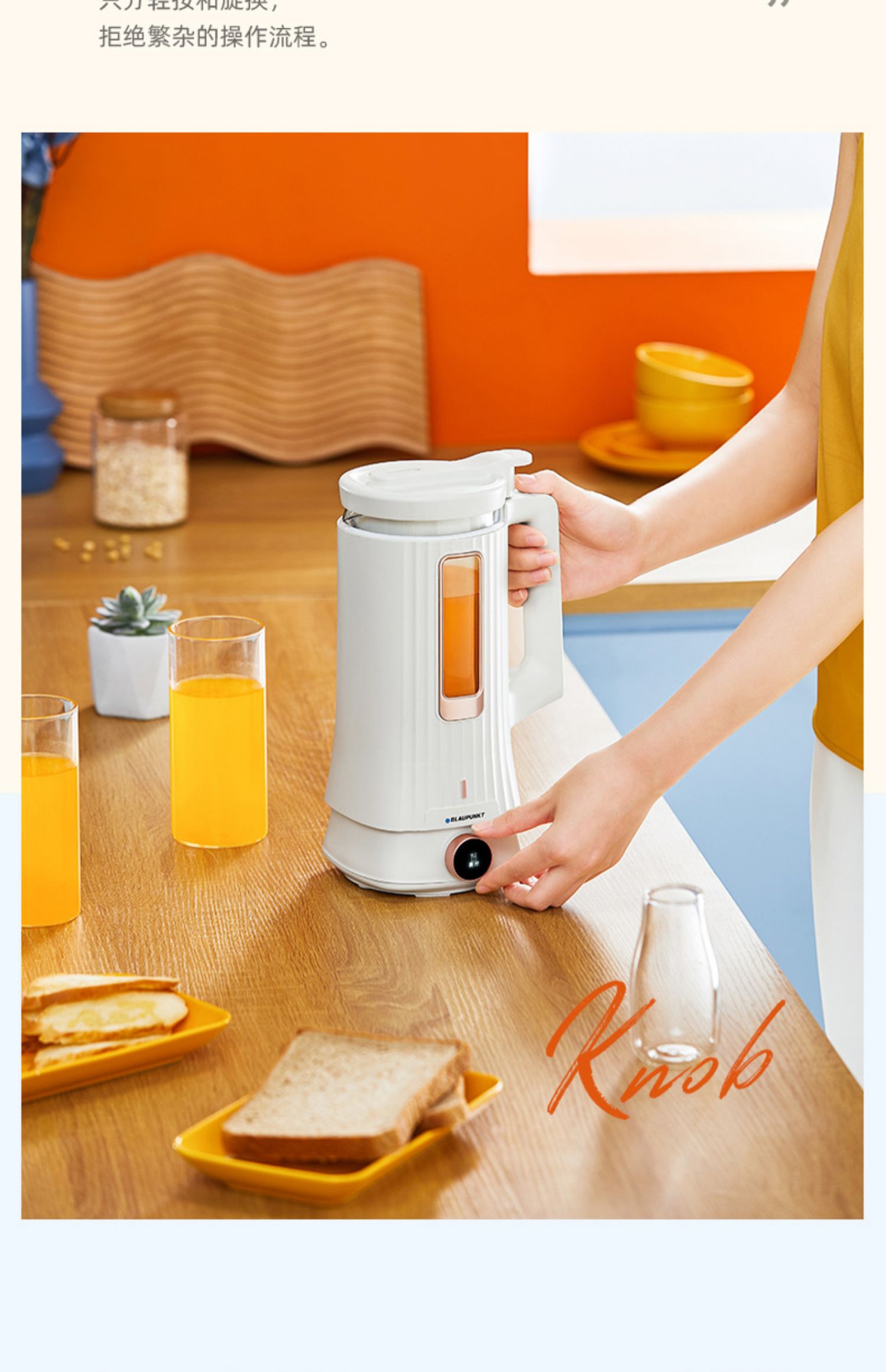 蓝宝(blaupunkt)破壁机家用加热全自动迷小型豆浆机 【轻奢蓝】搅拌杯