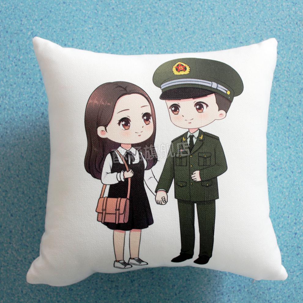 军恋抱枕 兵小萌军人抱枕两用午睡靠垫车内空调被文职军恋兵哥哥卡通
