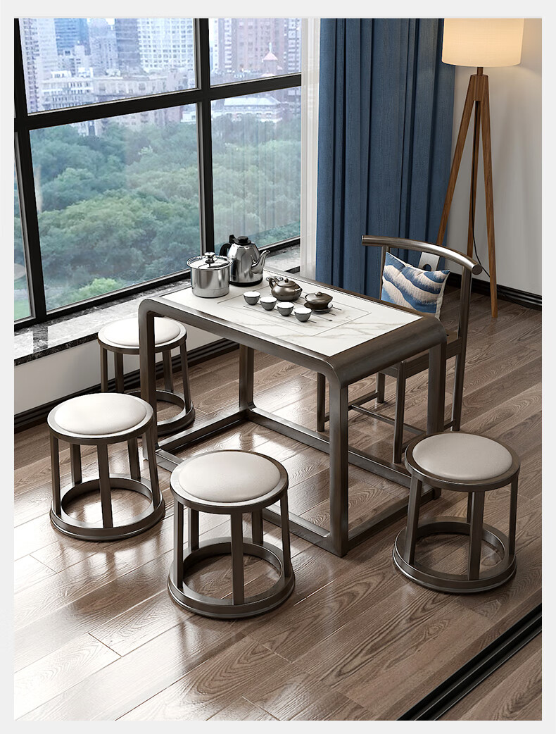 阳台茶桌椅组合实木岩板茶桌家用小茶台小型泡茶桌现代简约小桌椅 1