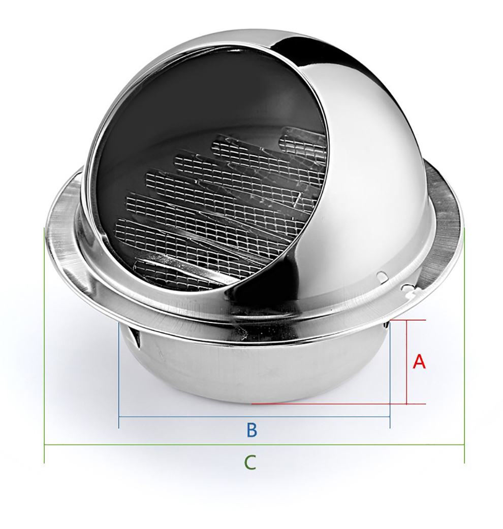 honguan304不锈钢风帽外墙平头排气口厨房油烟机出风口档风防雨防风罩