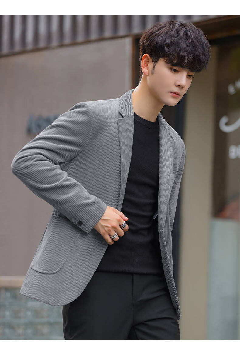 西原美西服男士2021秋冬新款韩版简约青年修身帅气百搭潮流西装外套yd