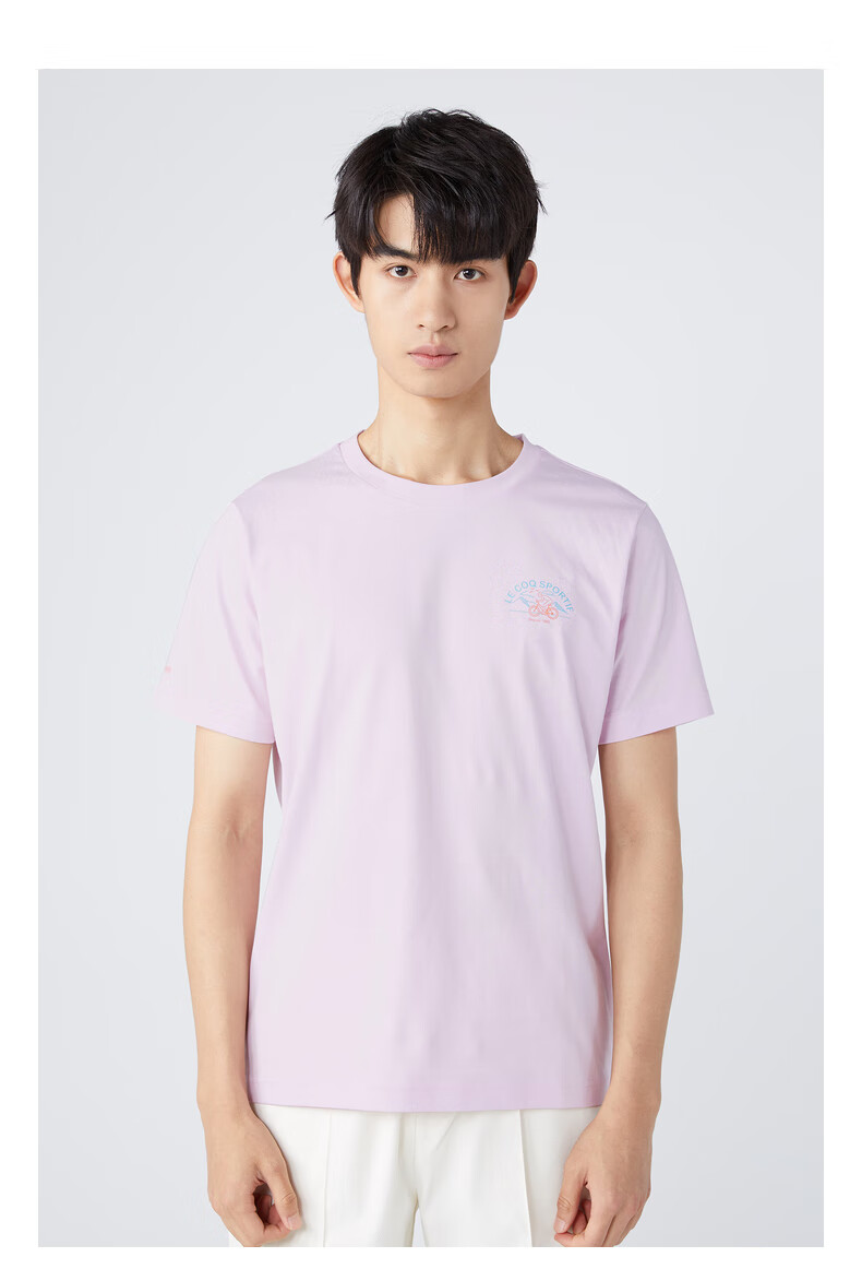 乐卡克国际品牌新品日常运动休闲系列印花夏季基础圆领短袖t恤男沙