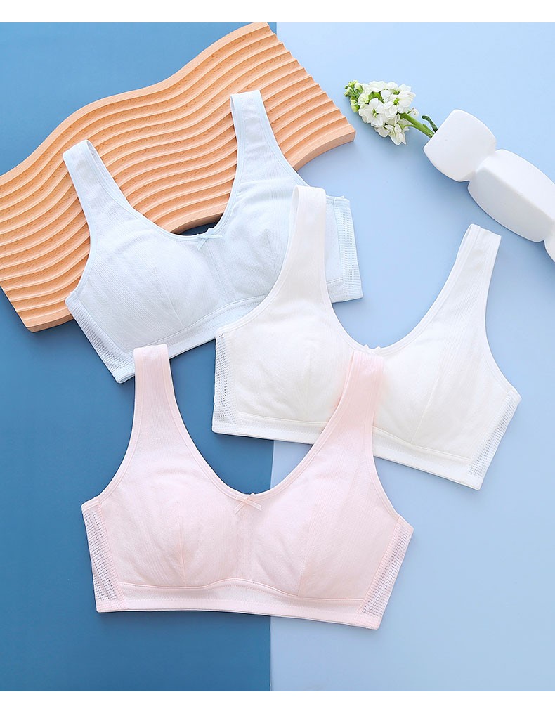 幻薇少女内衣发育期初中生高中生小背心大码薄款舒适文胸胸罩 浅蓝色