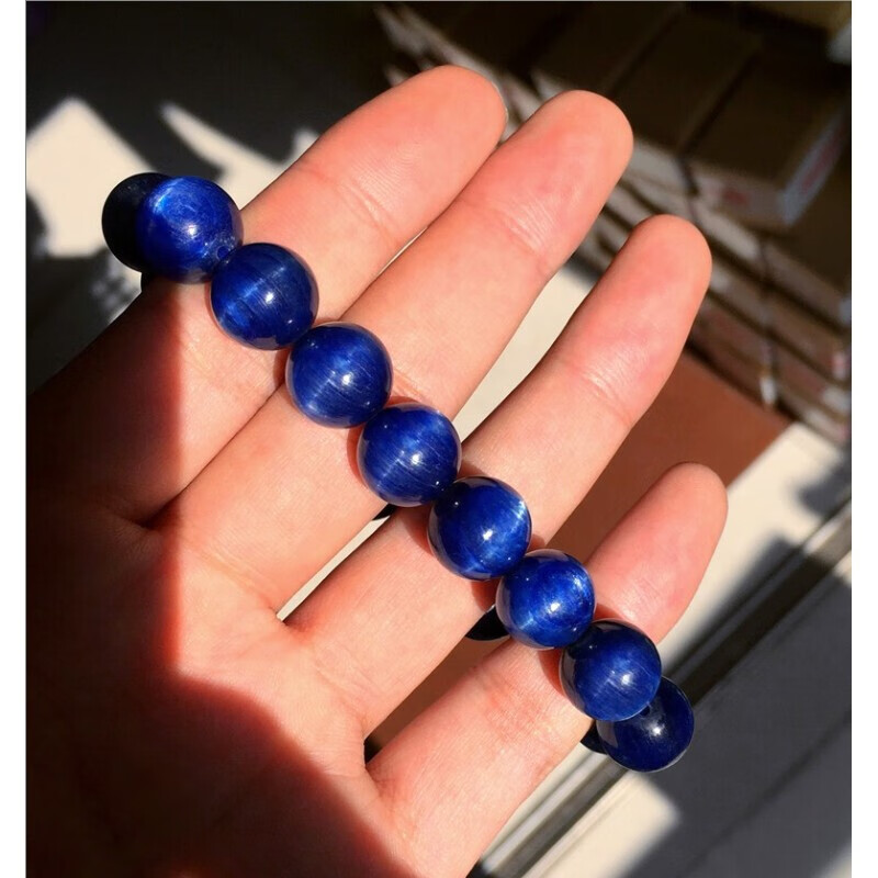 【官方旗舰】芙芬收藏级猫眼蓝晶石手串手链6-13mm蓝宝石矿物蓝色水晶