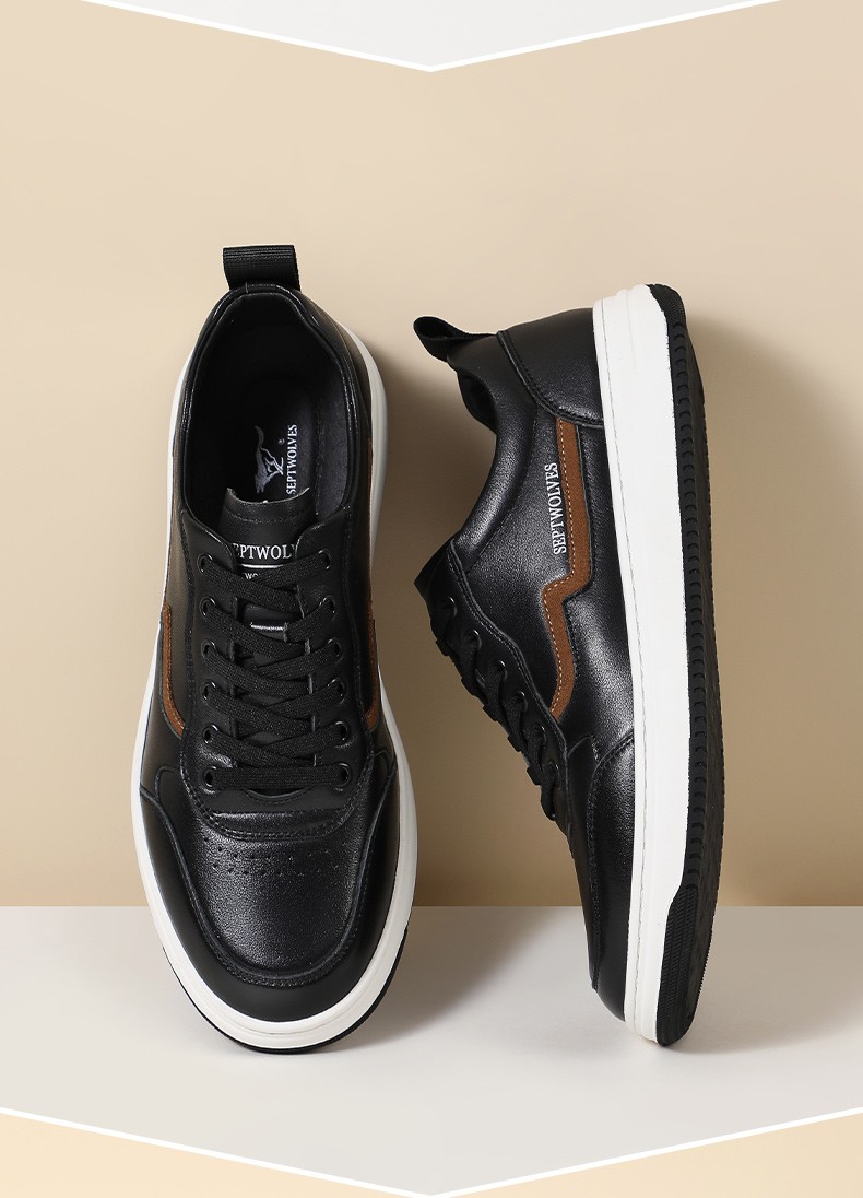 七匹狼鞋子男春秋季男士运动休闲鞋真皮低帮板鞋韩版百搭时尚小白鞋g