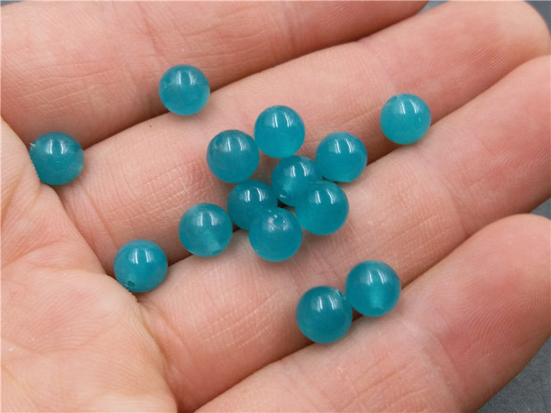 tjp diy饰品配件6毫米五彩玉石珠子批发 白玉圆珠散珠 玉珠子 蓝花色