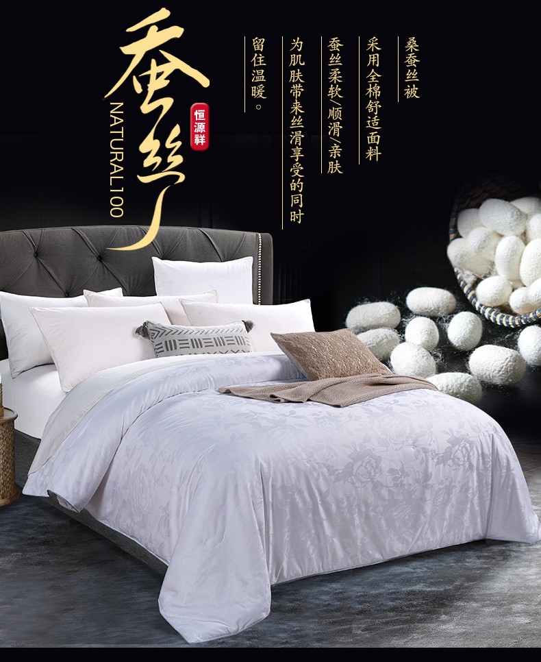 恒源祥家纺100蚕丝被豪华桑蚕丝被芯大提花春秋冬四季被子床上用品