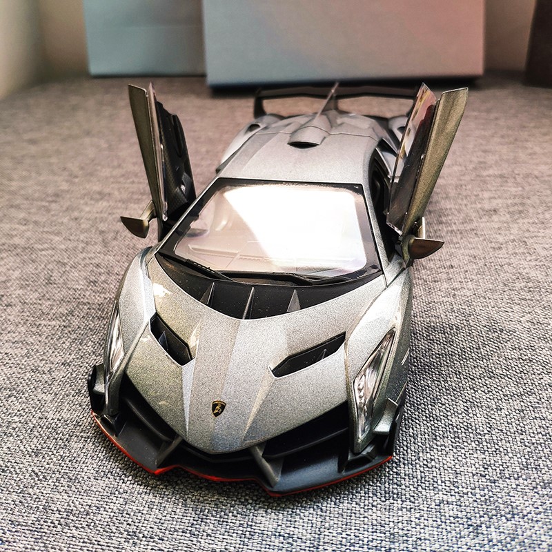 模型摆件汽车七夕情人节礼物送男友兰博基尼veneno银色音响礼盒套餐