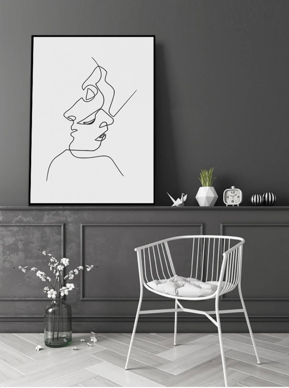 抽象画 极简线条画 创意极简线条装饰画现代简约小众艺术北欧风抽象