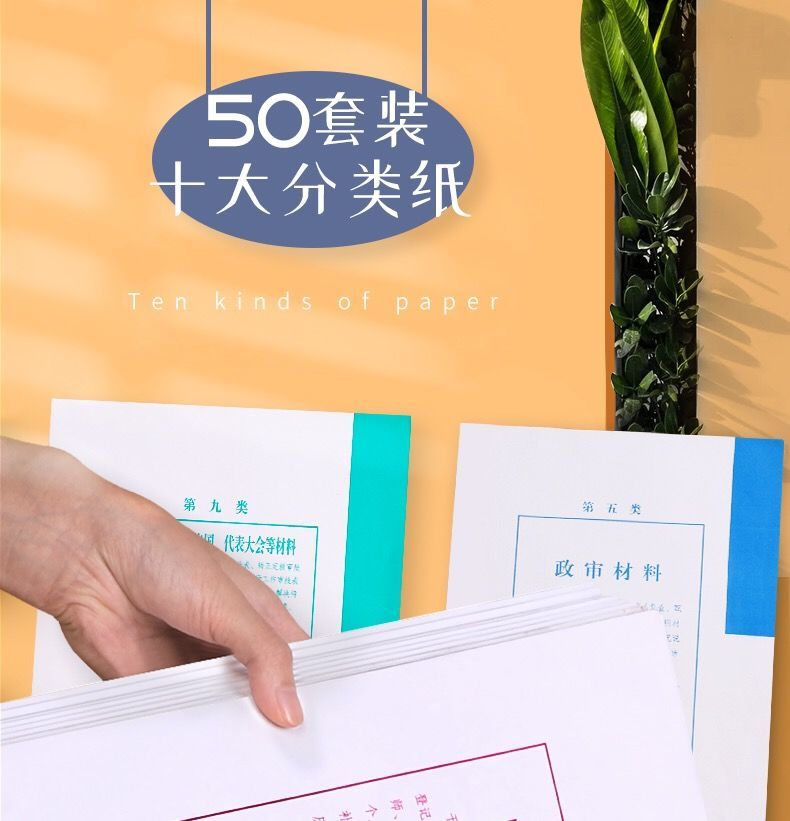 译古干部档案专用分类纸人事档案十大类隔页纸索引纸标签纸分页纸彩色