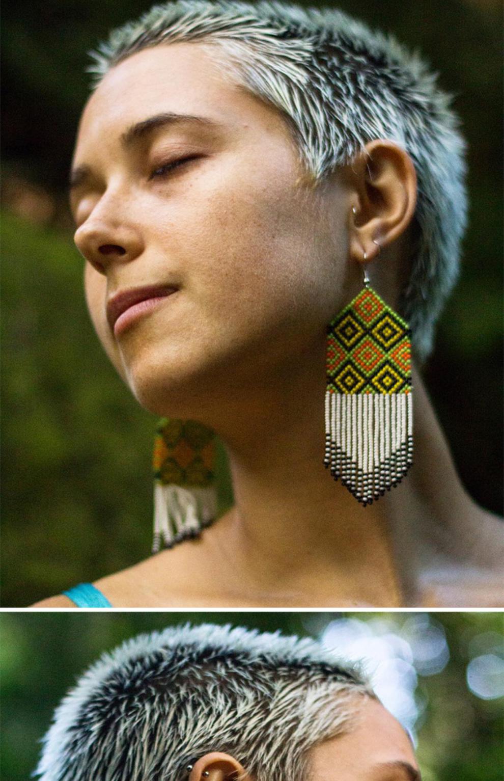 全意琳 马赛耳环部落风手工复古民族波西米亚首饰礼物非洲异域风 玫