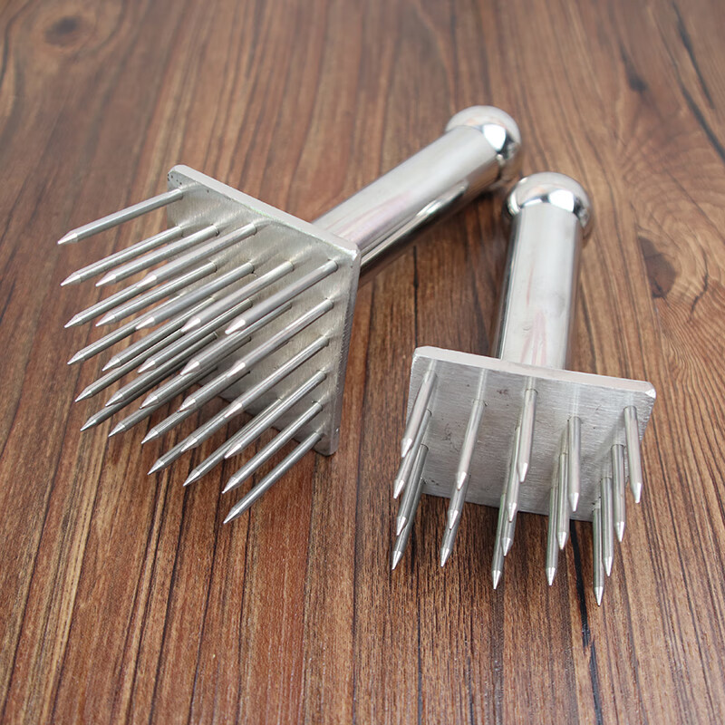 松肉针不锈钢叉肉锤扎猪皮的工具松肉器扣肉针猪皮扎眼针ev 大号全钢