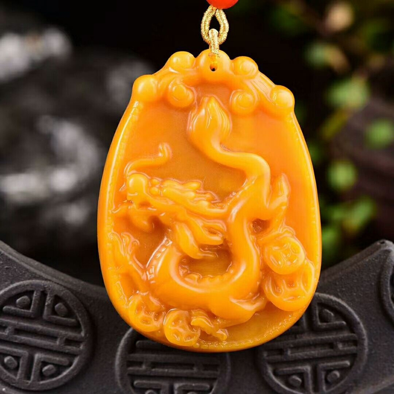 龙延香挂件 天然老蜜蜡龙牌吊坠男女十二生肖龙延香龙凤项链挂件长款