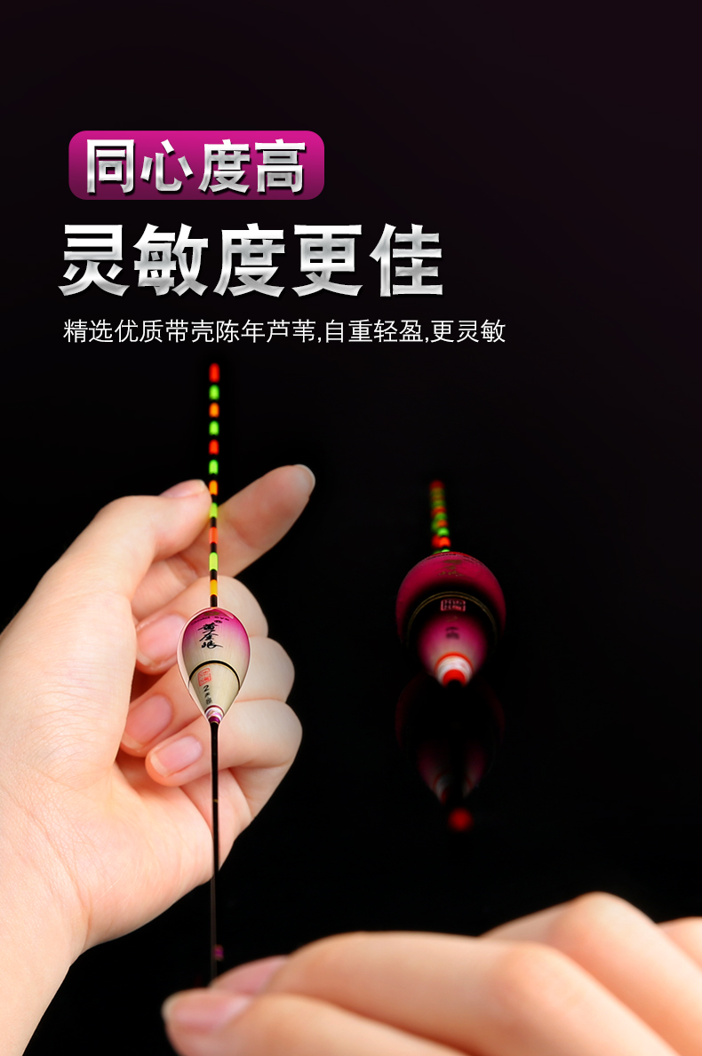 夜钓鲫鱼漂日夜两用醒目浮漂 黄金眼高端芦苇电子漂hl-002(cr322电池)