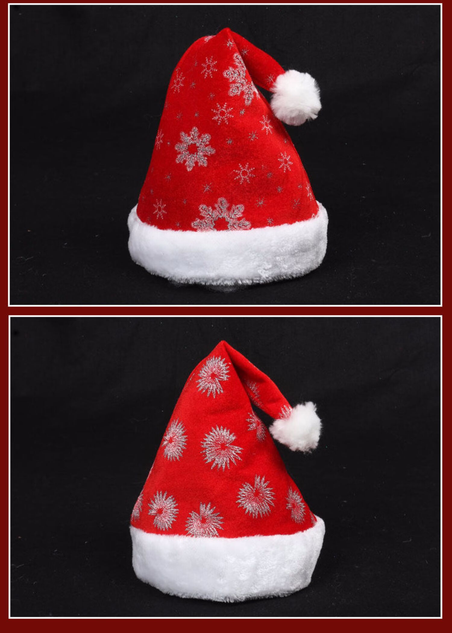 圣诞节老人帽子红色圣诞帽子儿童婴儿帽子幼儿园装扮头饰装饰新款毛边