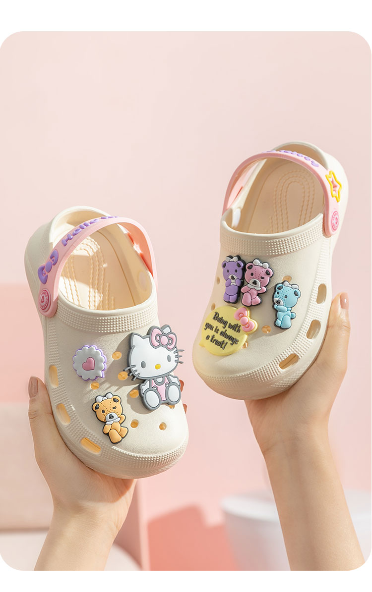 酷趣洞洞鞋春夏儿童洞洞鞋女童kt猫居家用室内外两用拖鞋潮舒适软底