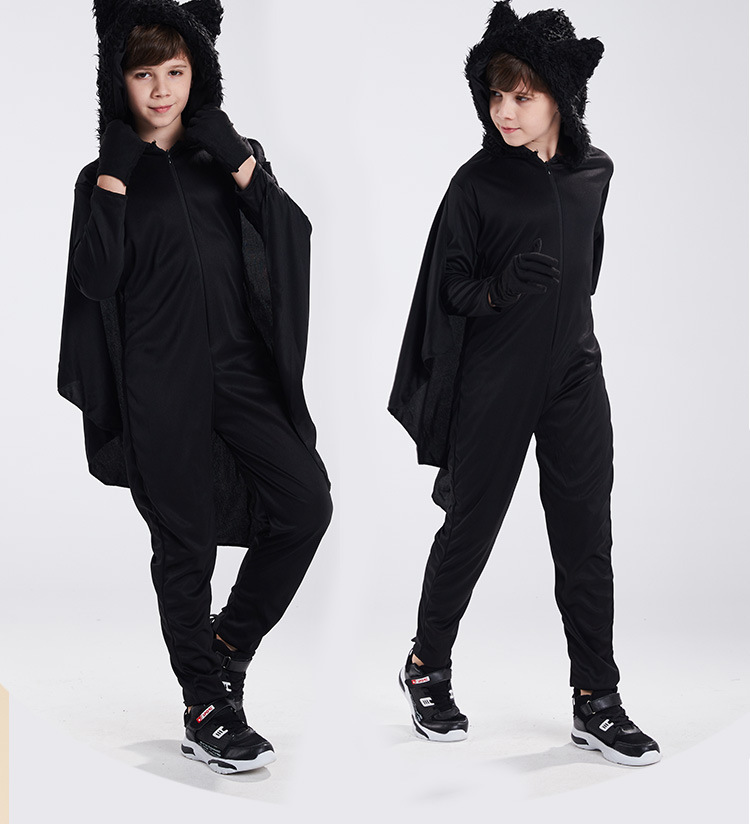 中二班万圣节蝙蝠造型衣服装儿童蝙蝠连体衣儿童表演服万圣节演出服