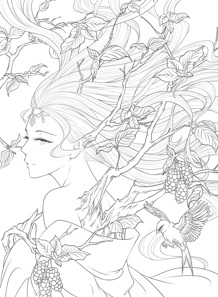 山海经 梦神引 唯美古风涂色线描集 哒哒猫飞乐鸟手绘涂色书 成人