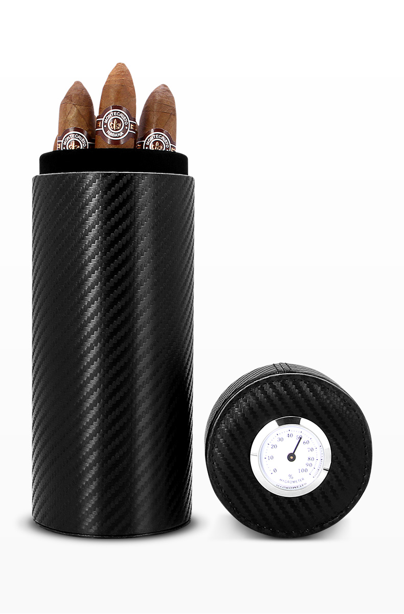 cigarloong茄龙雪茄筒雪茄管密封锁湿碳纤维保湿管旅行便携雪茄筒黑色