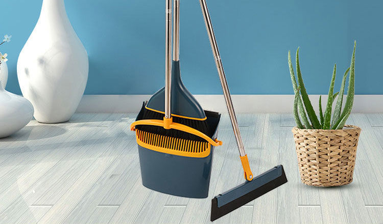 扫把簸箕套装组合家用笤帚撮箕折叠不粘头发扫地单个扫帚 【不锈钢杆.